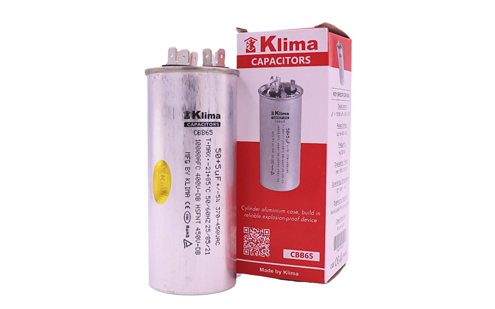 Klima Running Capacitor CBB65 50+5µF 370-450VAC