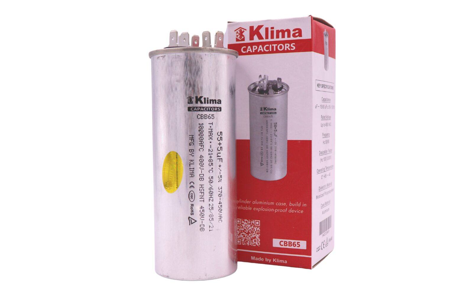 Klima Running Capacitor CBB65 55+5µF 370-450VAC