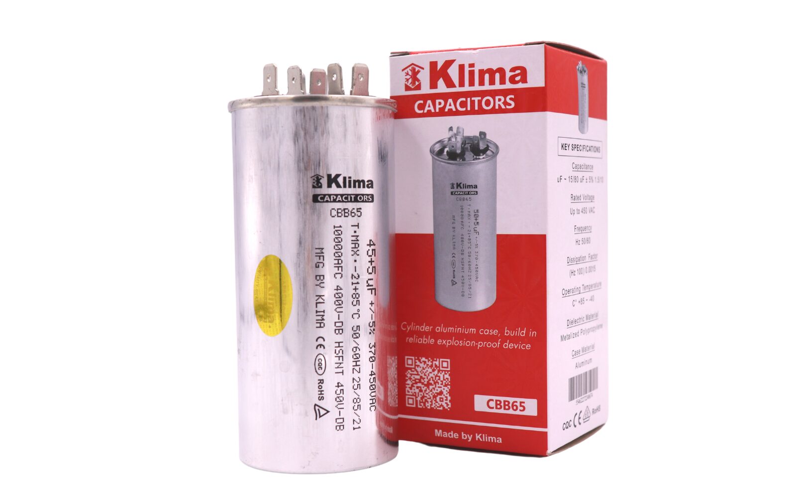 Klima Running Capacitor CBB65 45+5µF 370-450VAC