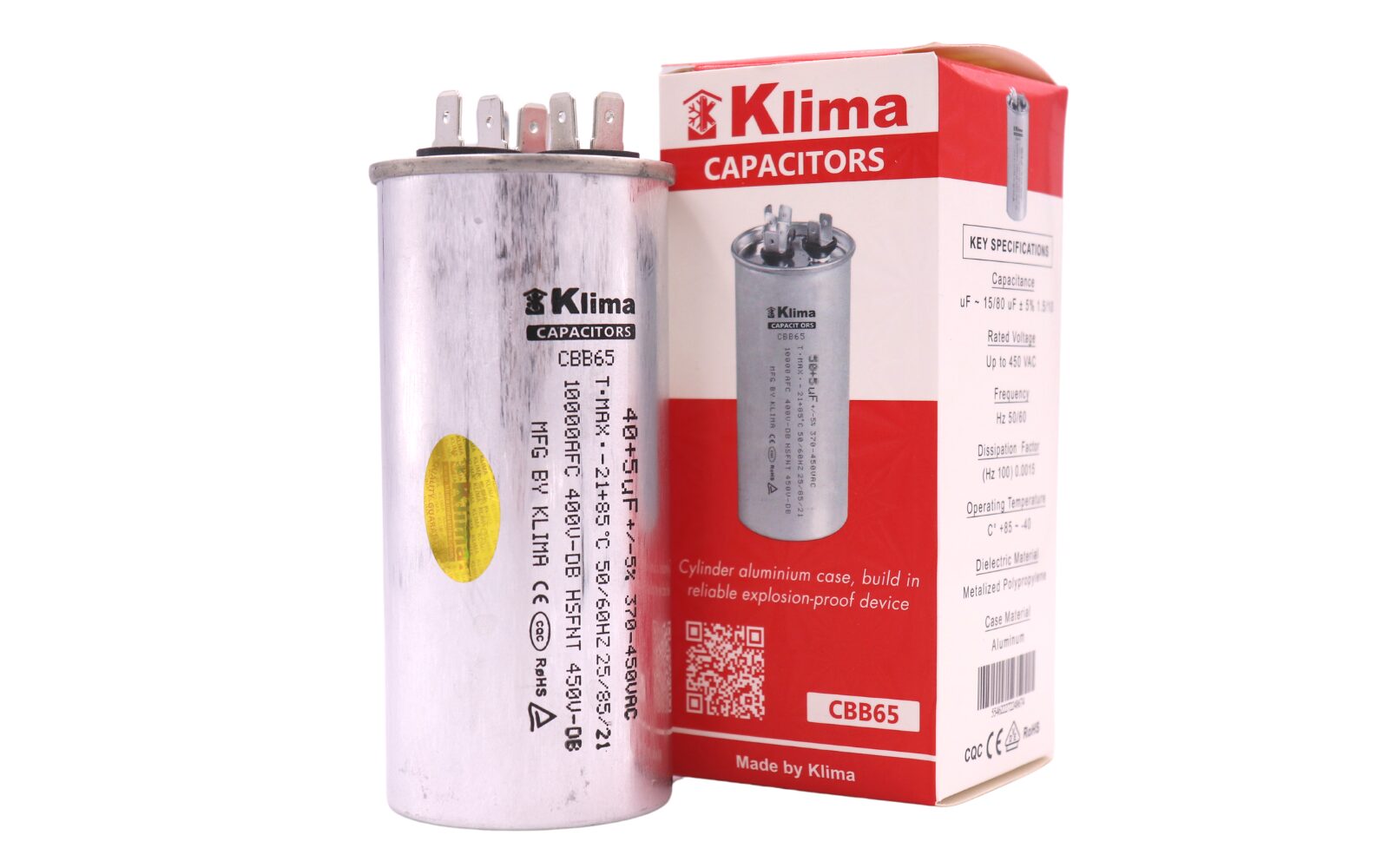 Klima Running Capacitor CBB65 40+5µF 370-450VAC