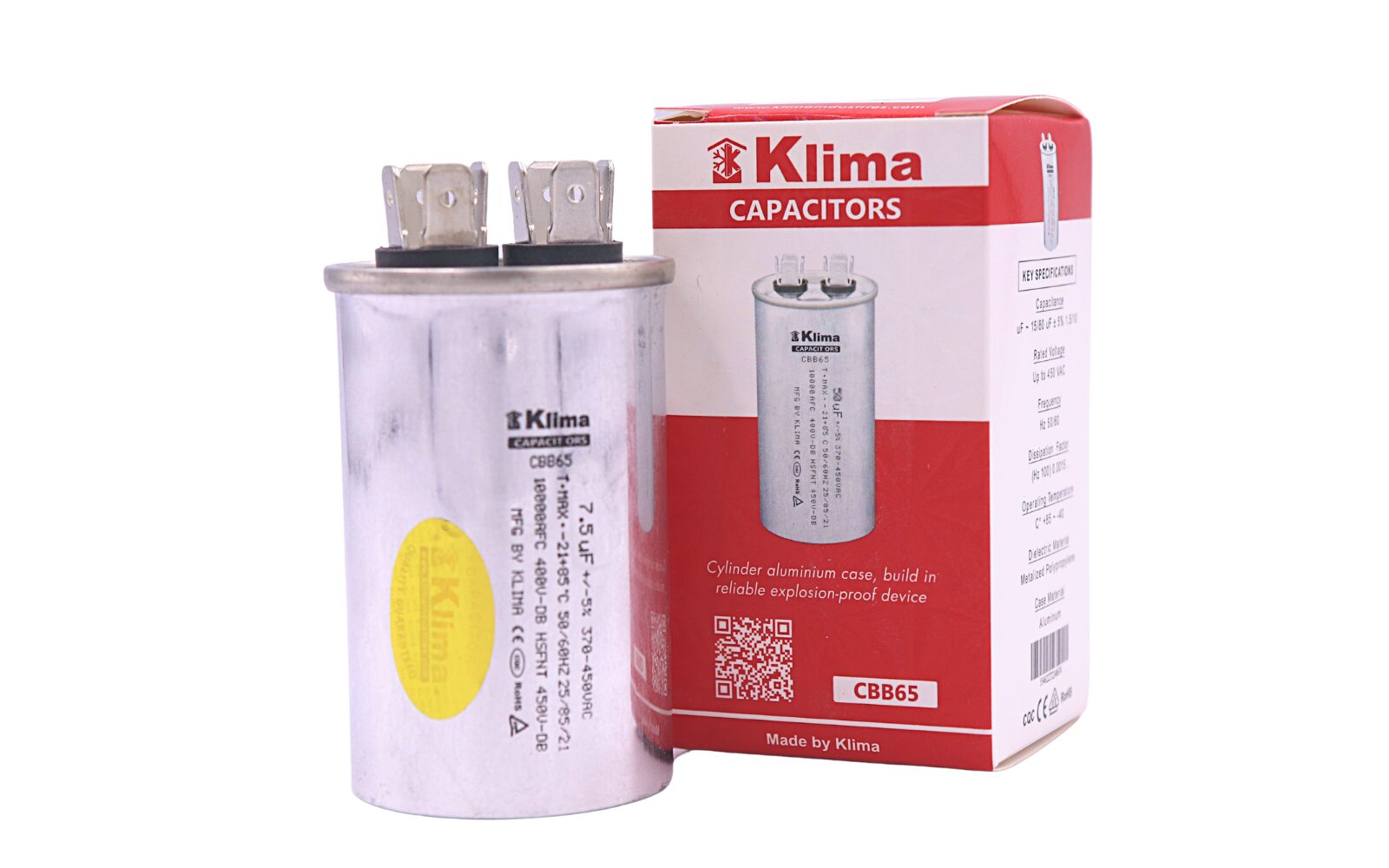 Klima Running Capacitor CBB65 7.5µF 370-450VAC